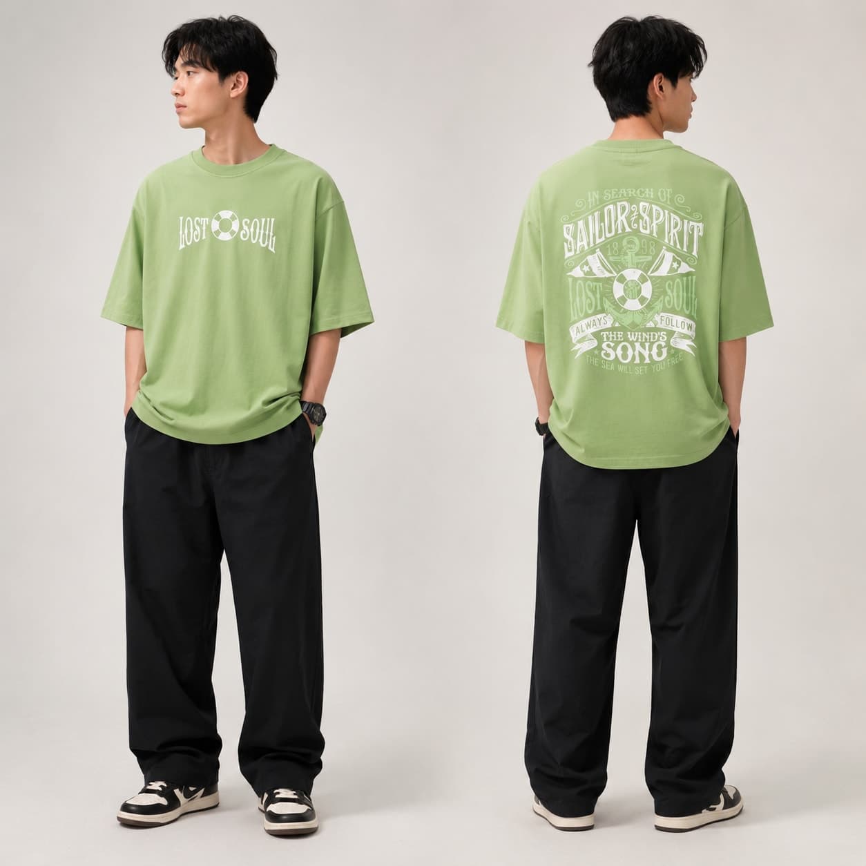 Premium Drop Shoulder T-Shirt Light Green — GENTLORE | Gentlore